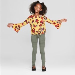 🆕 | Woven Front Tie Long Bell Sleeve Top